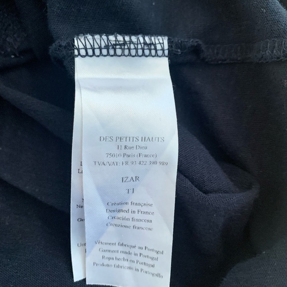 Des Petits Hauts navy blue embroderies tee shirt size 1 - Picture 5 of 12